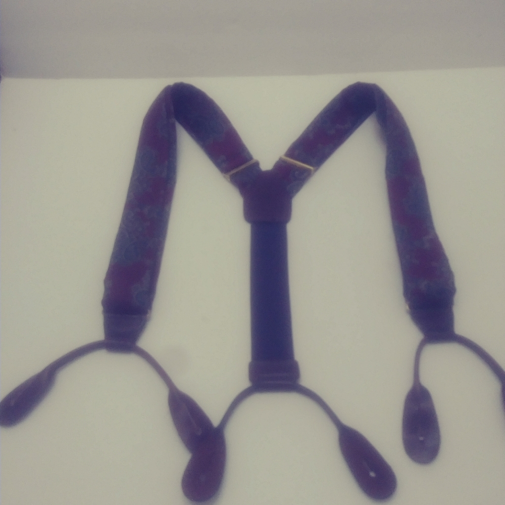 CAS Dark Maroon Paisley Suspenders with Brass Hardware Made In Germany